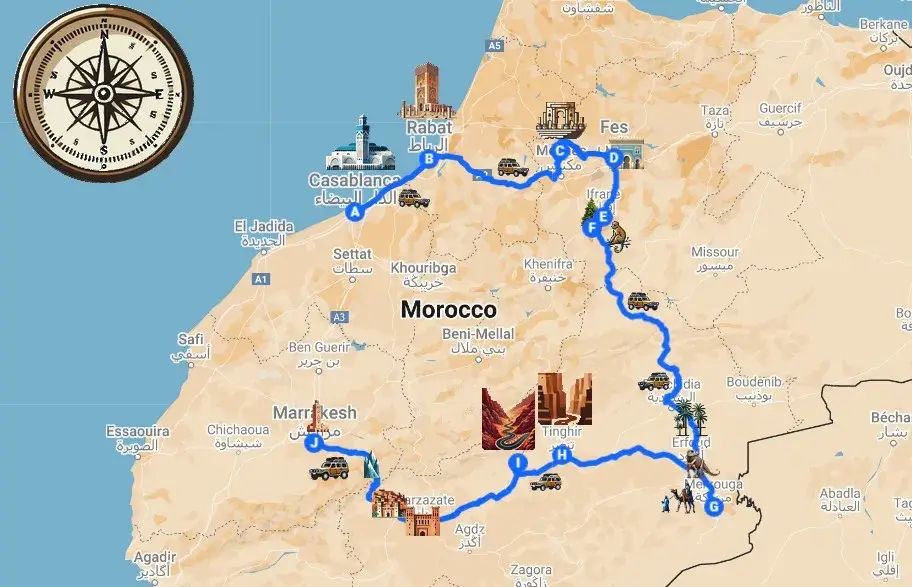 4 Days Morocco Desert Tour from Casablanca - Itinerary